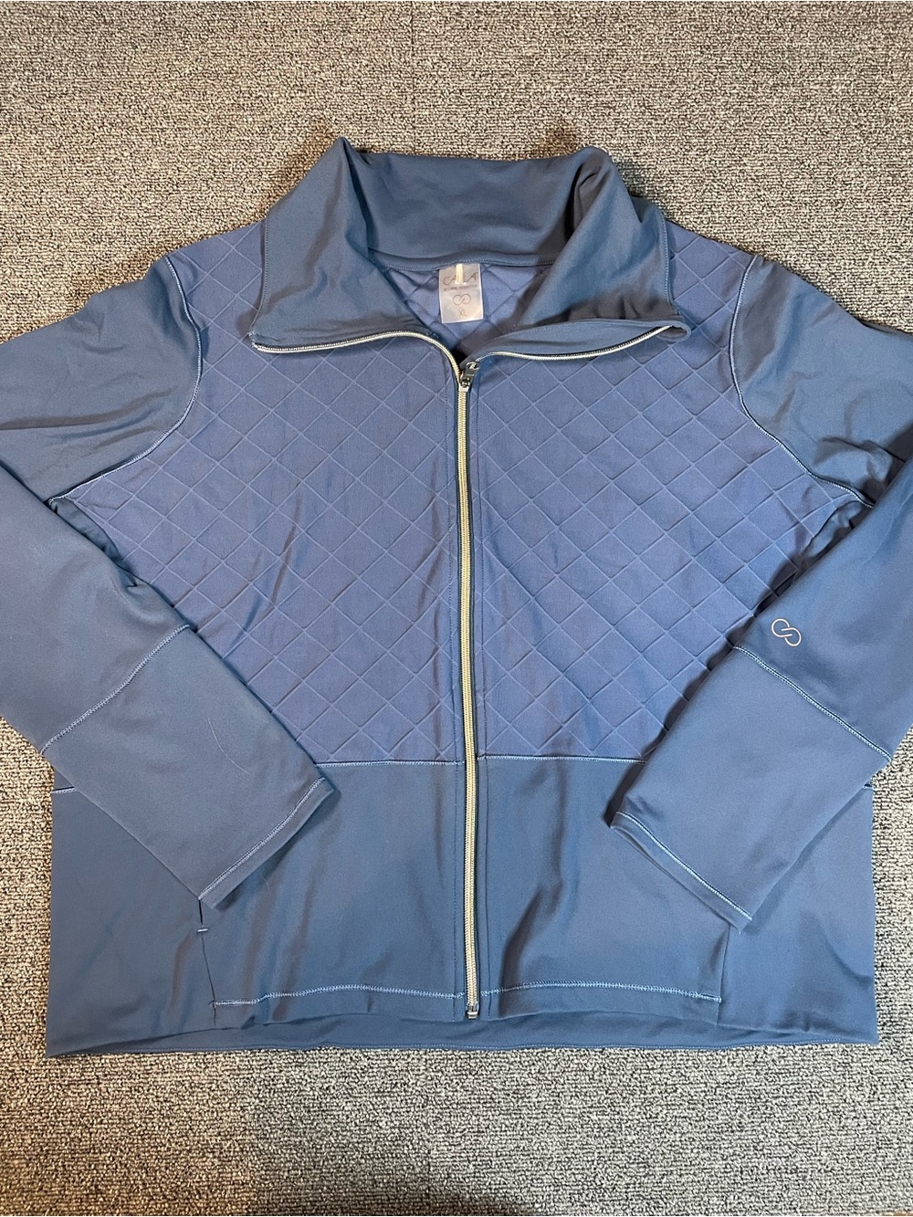 CALIA by Carrie Underwood Slate Blue Quilted Full-Zip Jacket - Size XL
